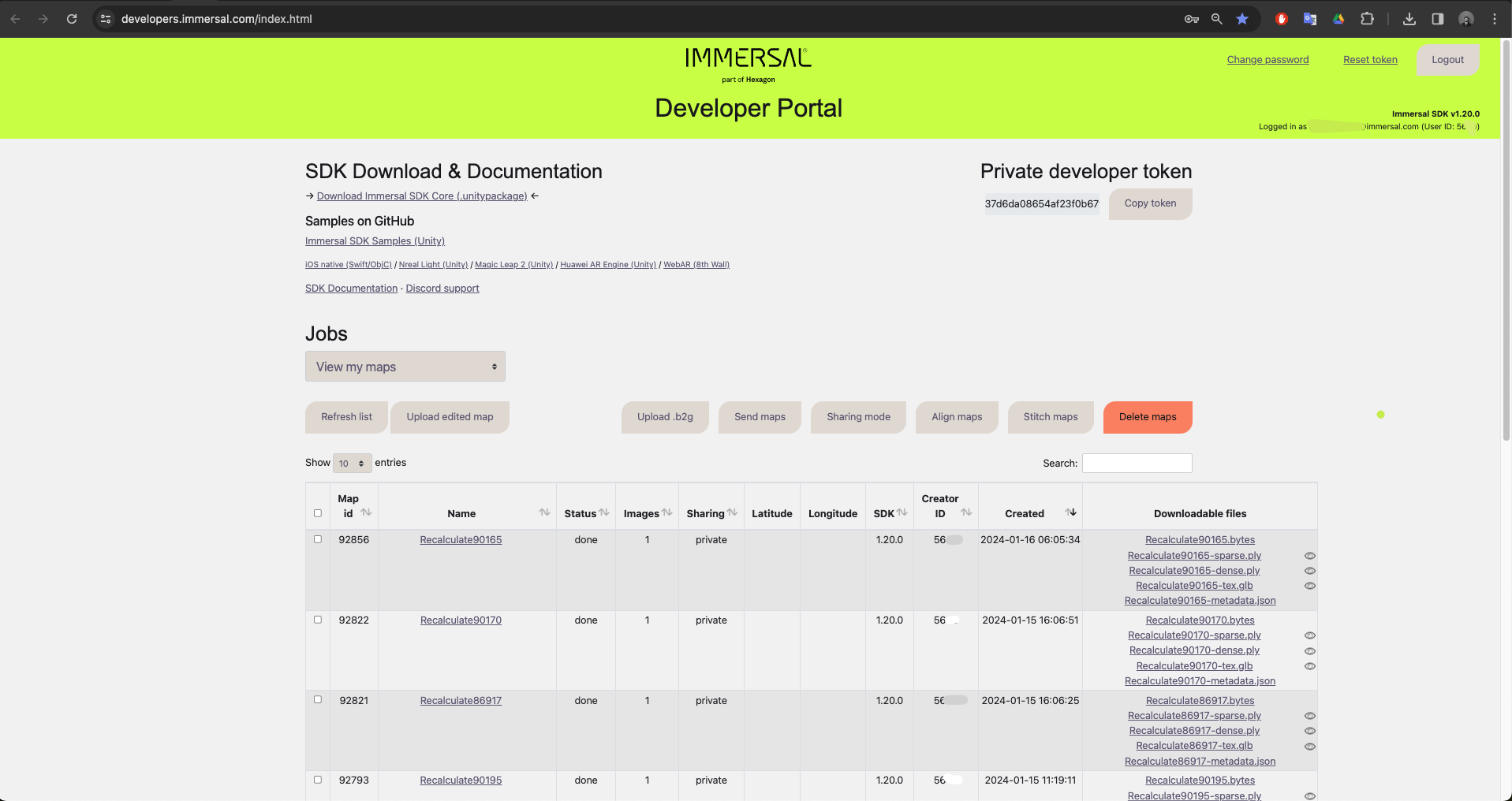 Default view of the portal