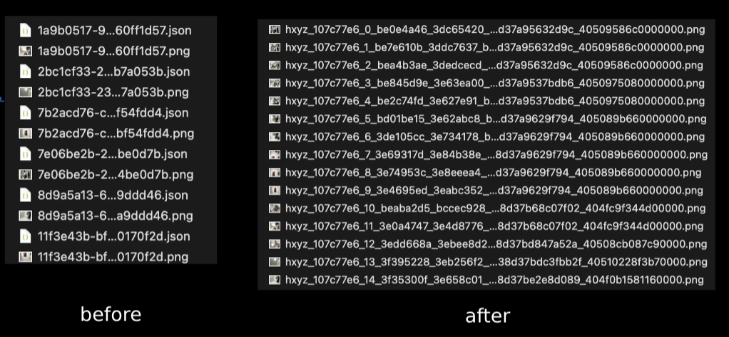 Before and after encoding images